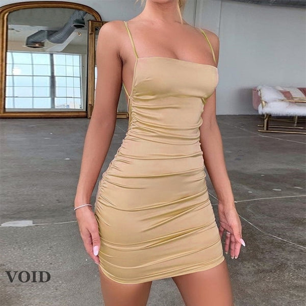 Sexy Satin Cross-Border Dress With Straps - Void Word