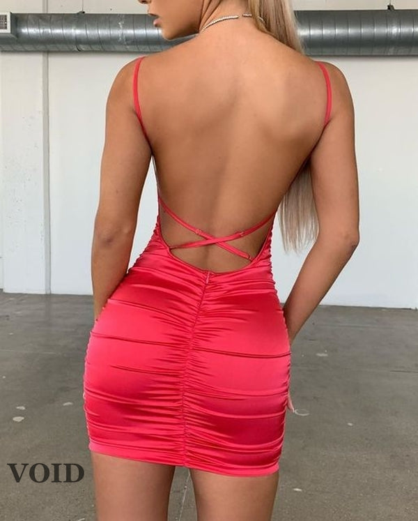Sexy Satin Cross-Border Dress With Straps - Void Word