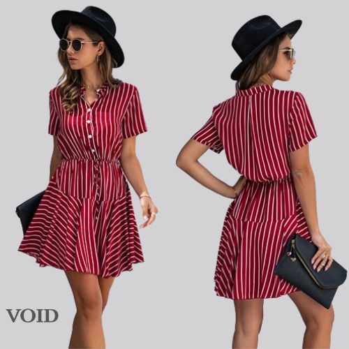Plaid Short-Sleeved Fashion Dress - Void Word