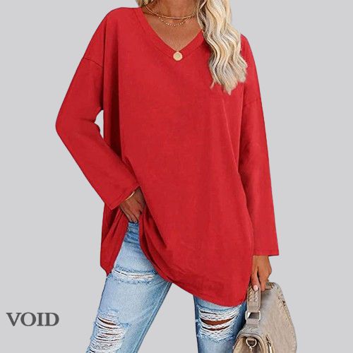 Long-sleeved blouse with V-neck - Void Word