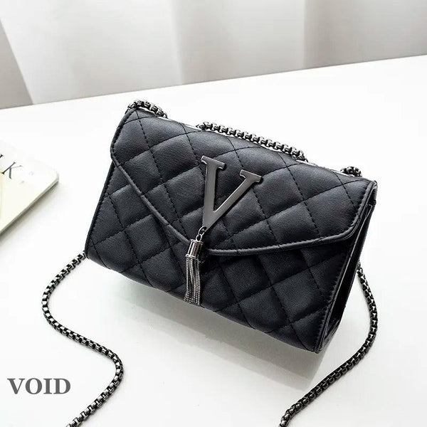 Tassel Plaid Crossbody Bag Luxury PU Leather Purse - Void Word